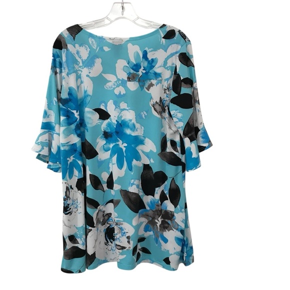 CLARA SUNWOO Knit Top Large 3/4 Bell Sleeve Blue Black White Size Large - Picture 2 of 4